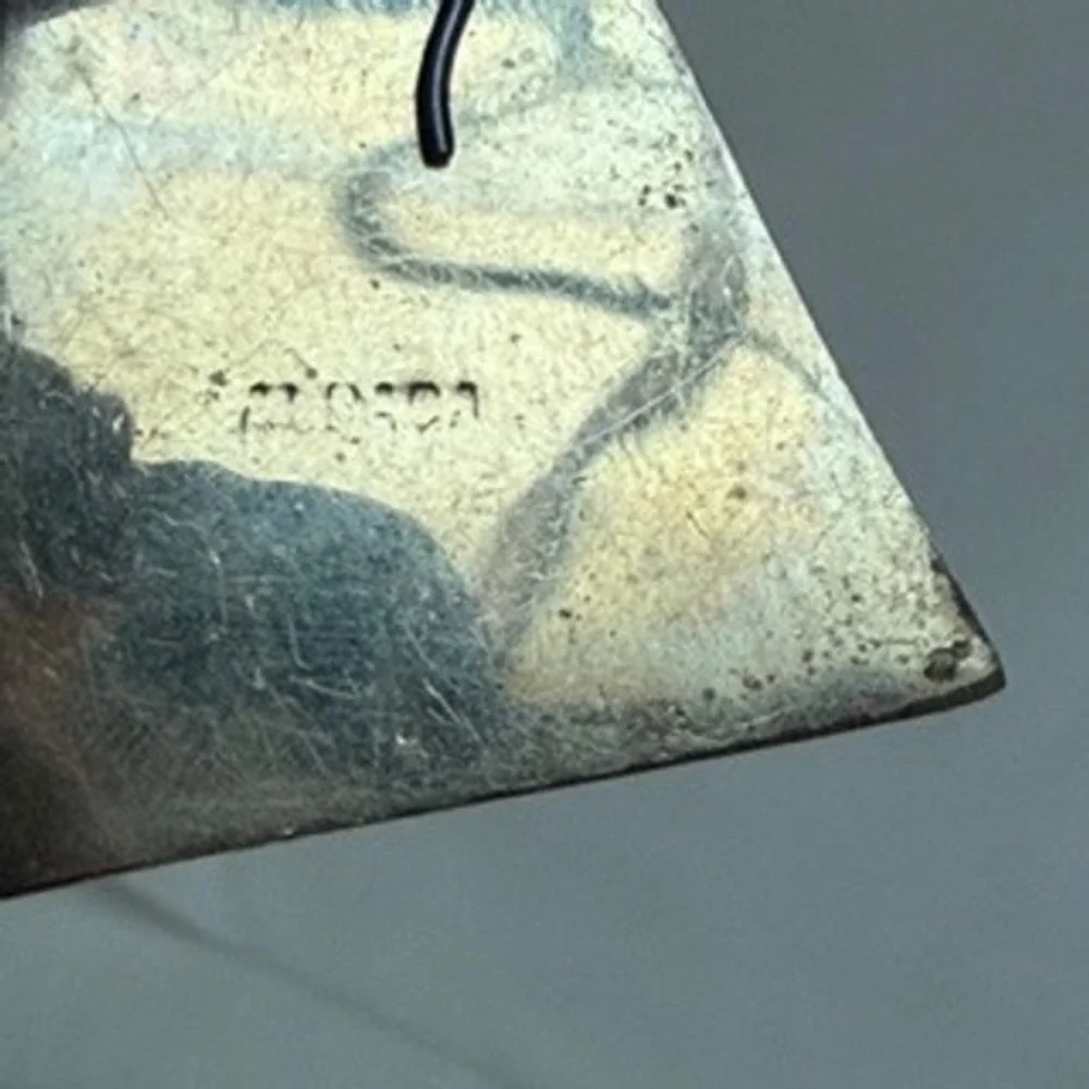 Egyptian Hieroglyphic Abalone Shell Inlay Trapezoid Drop Earrings Gold Tone